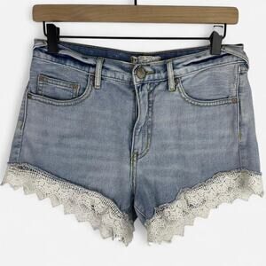 Free people lace trim denim shorts